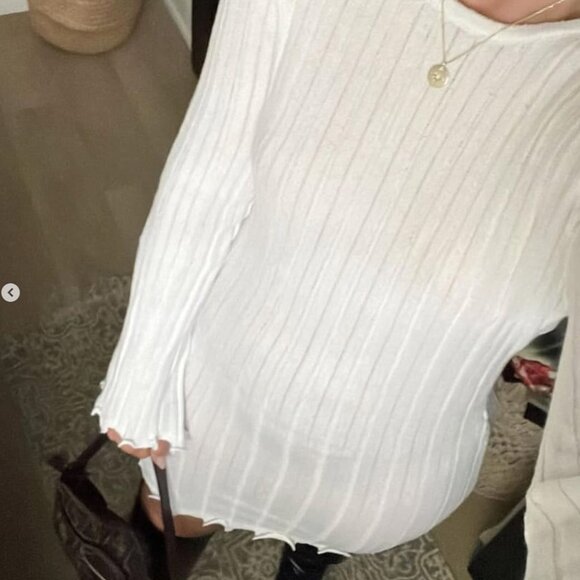 NWT SNDYS. sundays the label white long sleeve mini dress LARGE - Picture 7 of 11